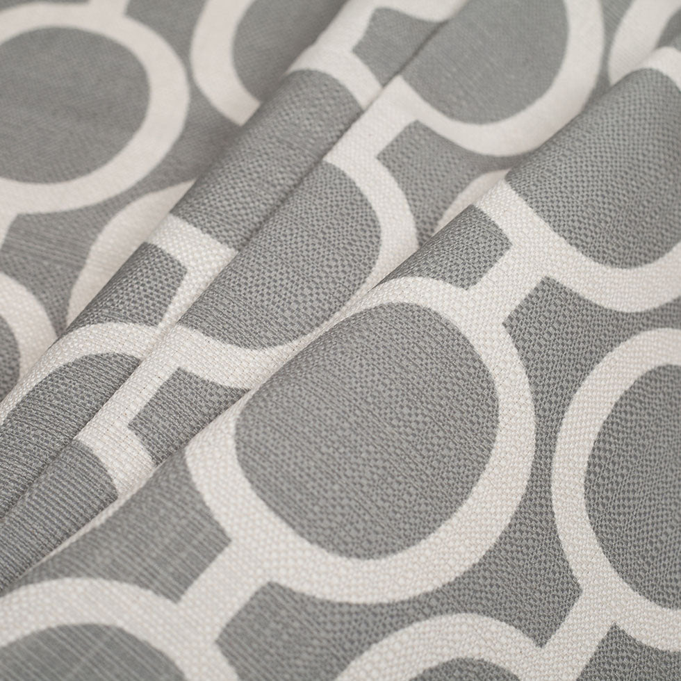Spanish Gray/White Geometric Poly/Cotton Canvas