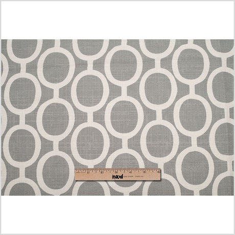 Spanish Gray/White Geometric Poly/Cotton Canvas