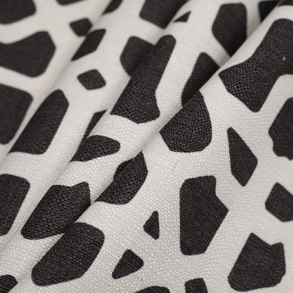 Spanish Black/White Geometric Poly/Cotton Canvas
