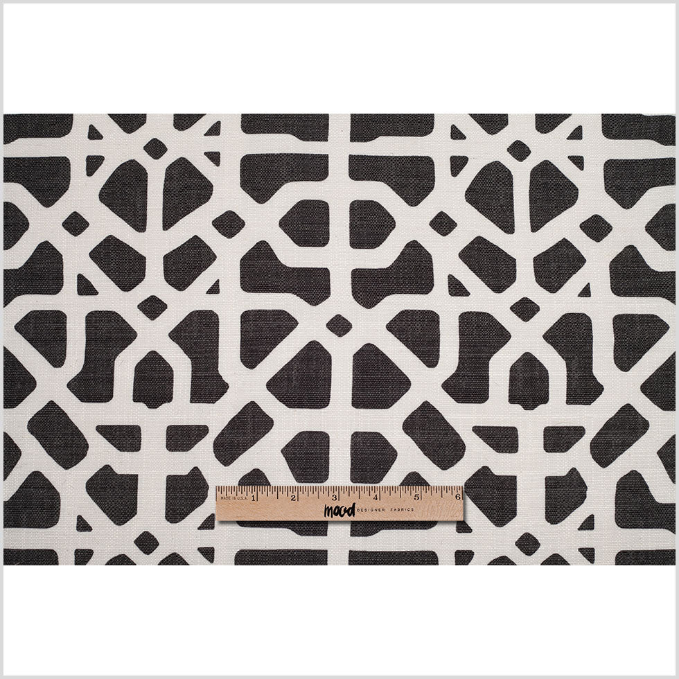 Spanish Black/White Geometric Poly/Cotton Canvas