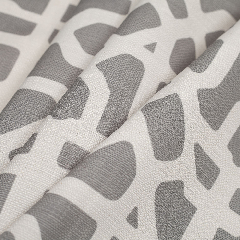 Spanish Gray/White Geometric Poly/Cotton Canvas