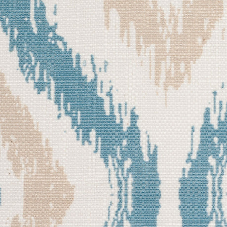 Spanish Blue/Beige Ikat-Like Geometric Poly/Cotton Canvas