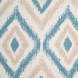 Spanish Blue/Beige Ikat-Like Geometric Poly/Cotton Canvas