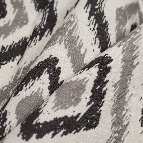 Spanish Black/Gray Ikat-Like Geometric Poly/Cotton Canvas