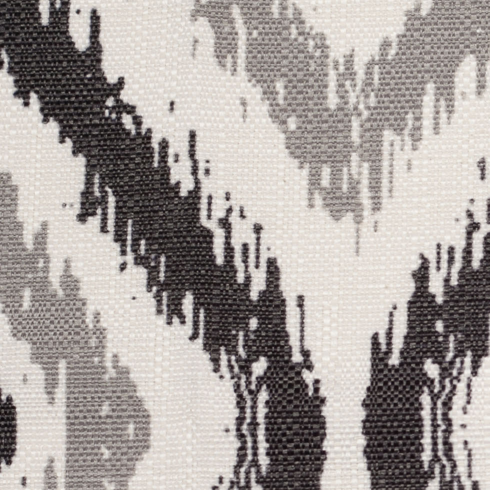 Spanish Black/Gray Ikat-Like Geometric Poly/Cotton Canvas