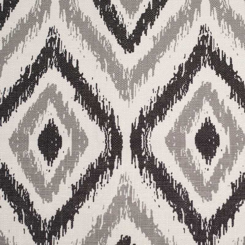 Spanish Black/Gray Ikat-Like Geometric Poly/Cotton Canvas