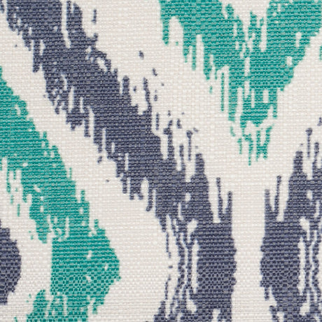 Spanish Green/Blue Ikat-Like Geometric Poly/Cotton Canvas