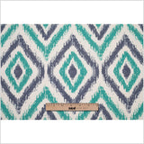 Spanish Green/Blue Ikat-Like Geometric Poly/Cotton Canvas
