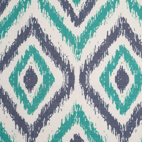 Spanish Green/Blue Ikat-Like Geometric Poly/Cotton Canvas
