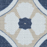Spanish Navy and Beige Floral Geometric Poly-Cotton Canvas