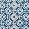 Spanish Navy and Beige Floral Geometric Poly-Cotton Canvas