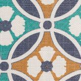 Spanish Green/Blue Floral Geometric Poly/Cotton Canvas