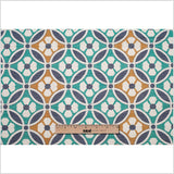 Spanish Green/Blue Floral Geometric Poly/Cotton Canvas