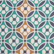 Spanish Green/Blue Floral Geometric Poly/Cotton Canvas