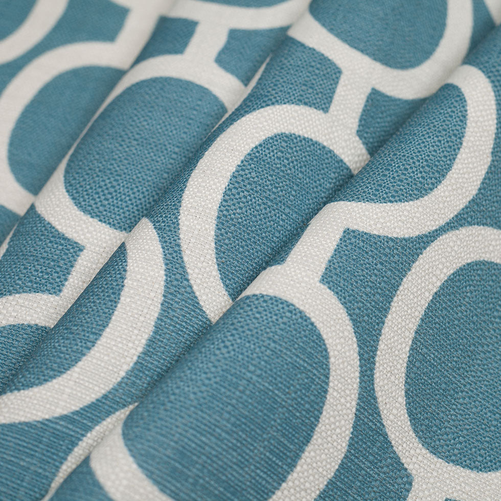 Spanish Blue/White Geometric Poly/Cotton Canvas