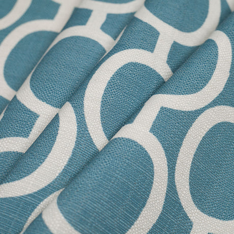 Spanish Blue/White Geometric Poly/Cotton Canvas