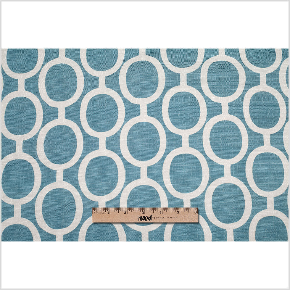 Spanish Blue/White Geometric Poly/Cotton Canvas