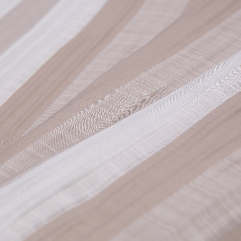 Indian Ivory/Beige Striped Poly/Cotton Brocade
