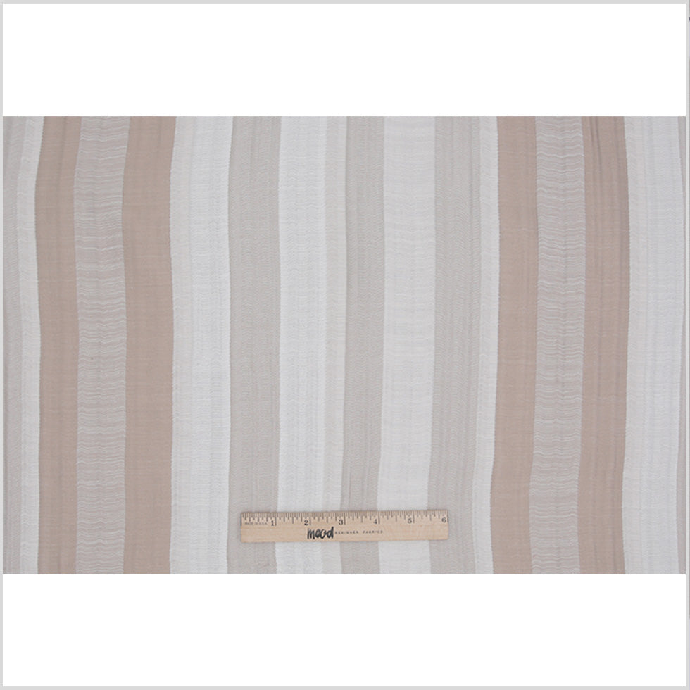Indian Ivory/Beige Striped Poly/Cotton Brocade