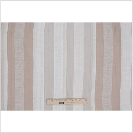 Indian Ivory/Beige Striped Poly/Cotton Brocade