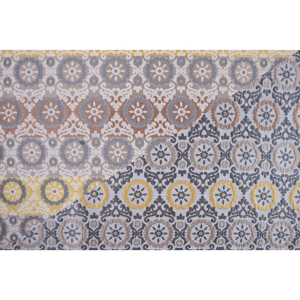 Brown and Gray Floral Brocade