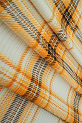 Plaid Rib Knit Stretch Fabric Ivory/Mustard