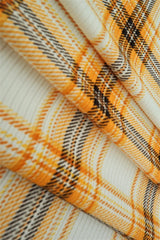 1 Yard Ivory Mustard Plaid 4X2 Yummy Rib Knit Fabric Soft Stretch 58/60 Inches Wide
