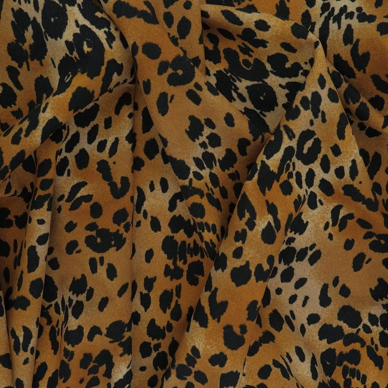 Techno Crepe Leopard Print Knit Animal Stretch Fabric, 58/60" Wide