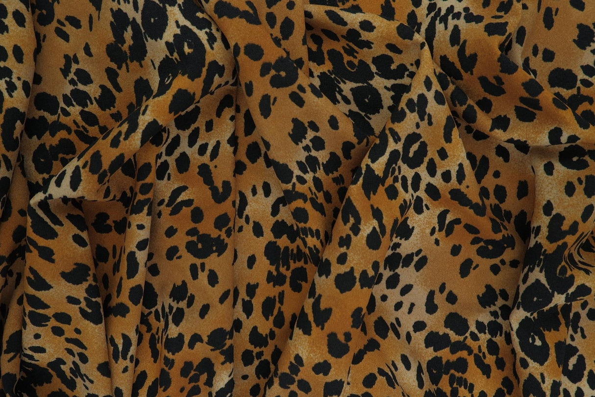 Techno Crepe Leopard Print Stretch Fabric