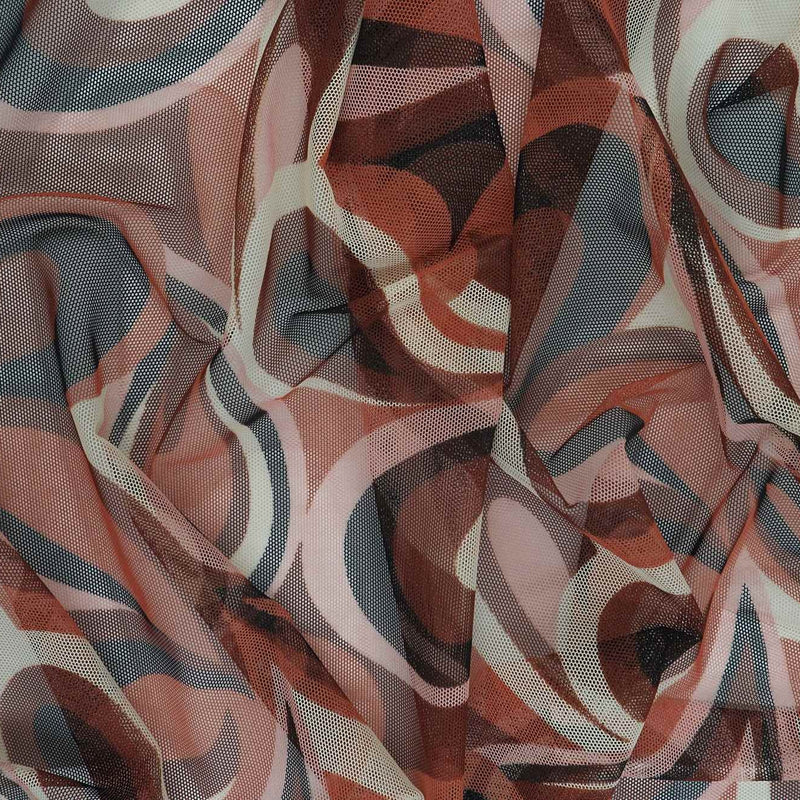 1 Yard Retro Paisley Geo Mesh Print Fabric Stretch Lightweight 58/60 Inch Wide