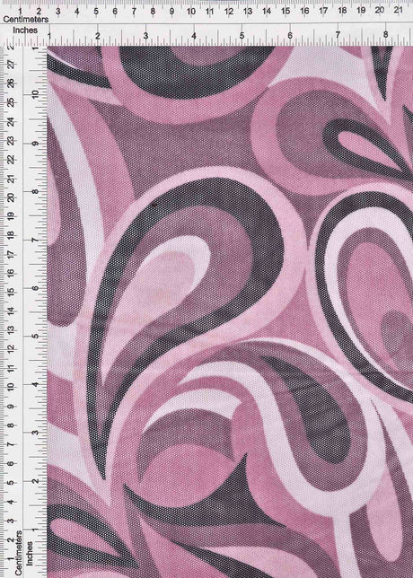 1 Yard Retro Paisley Geo Mesh Print Fabric Stretch Lightweight 58/60 Inch Wide