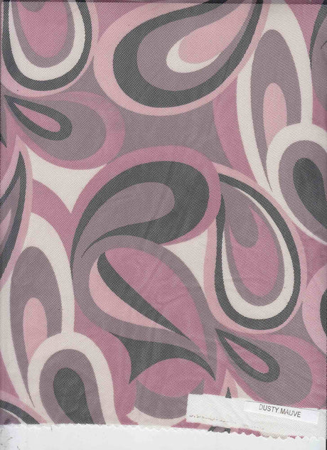 1 Yard Retro Paisley Geo Mesh Print Fabric Stretch Lightweight 58/60 Inch Wide