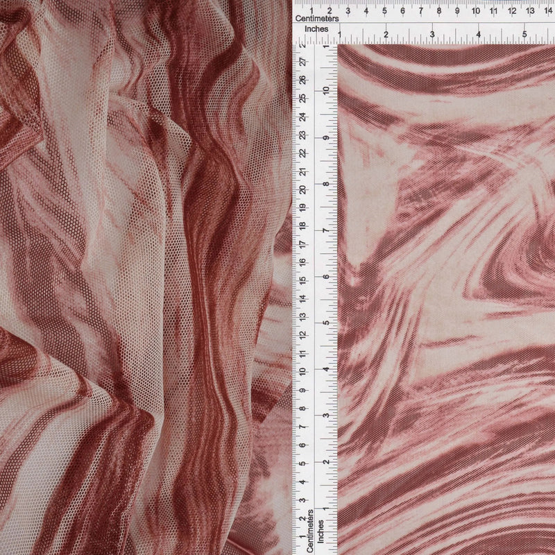 1 Yard Rose Mauve Mesh Marble Print Fabric Lightweight Stretch 54 Inch Wide