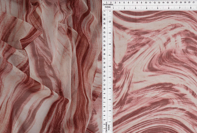 Stretch Mesh Marble Print Rose/Mauve