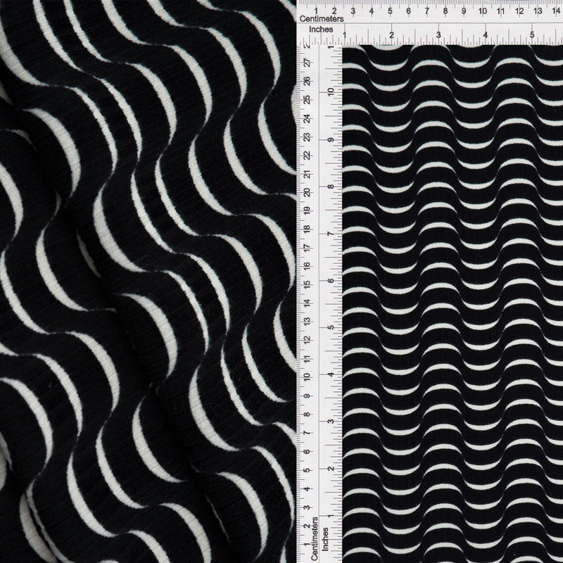 Abstract Ribbed Stretch Knit Fabric
