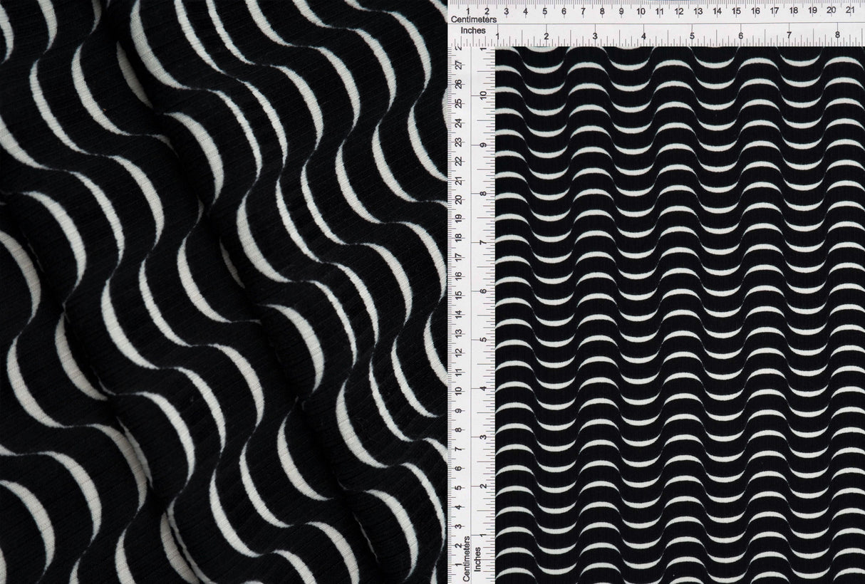 Abstract Ribbed Stretch Knit Fabric