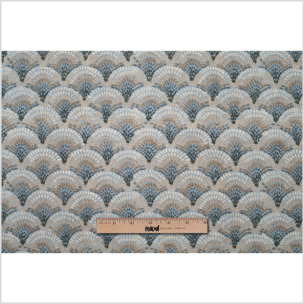 Spanish Blue/Gray Geometric Poly/Cotton Canvas