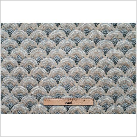 Spanish Blue/Gray Geometric Poly/Cotton Canvas