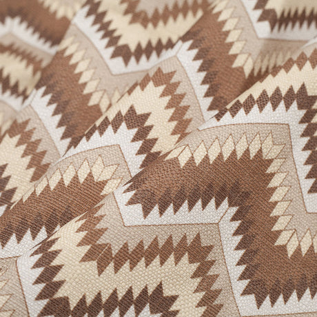 Spanish Beige/Brown Geometric Poly/Cotton Canvas