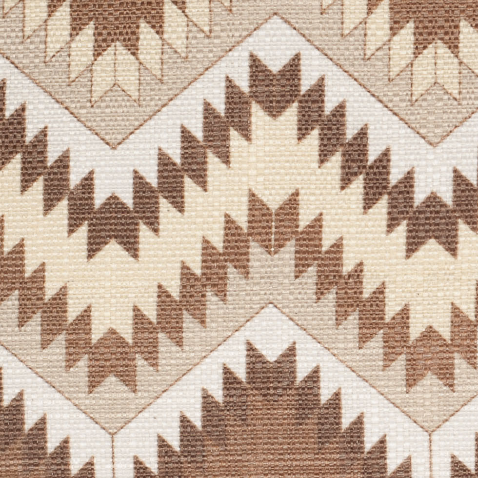 Spanish Beige/Brown Geometric Poly/Cotton Canvas