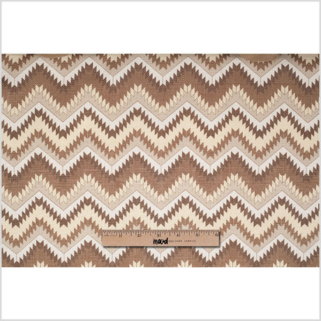 Spanish Beige/Brown Geometric Poly/Cotton Canvas