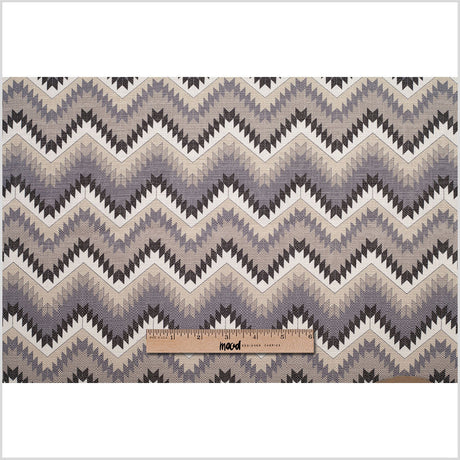 Spanish Navy/Beige Geometric Poly/Cotton Canvas