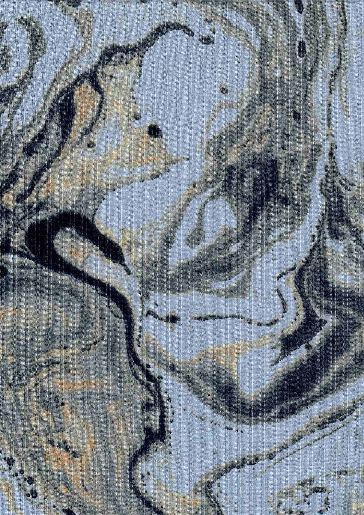 Rib Knit Marble Tie-Dye Print Fabric