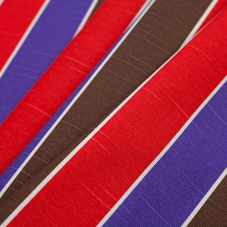 Spanish Red/Purple/Brown Striped Poly-Cotton Woven
