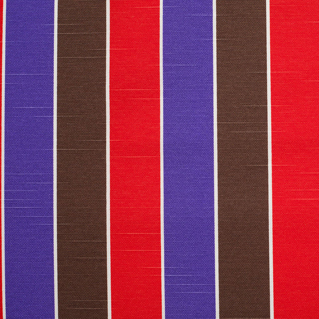 Spanish Red/Purple/Brown Striped Poly-Cotton Woven