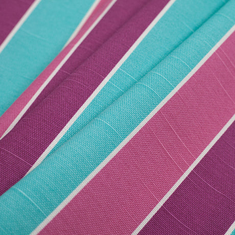 Spanish Aqua/Purple/Pink Striped Poly-Cotton Woven