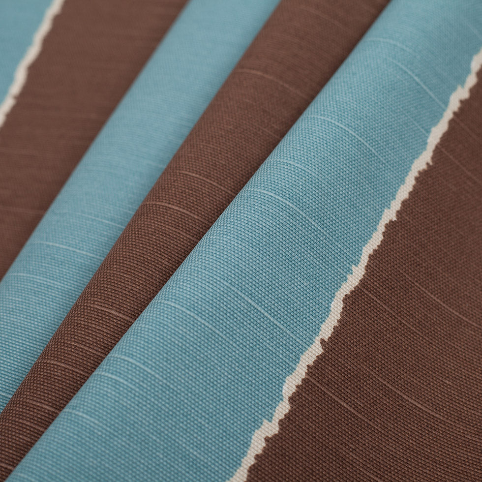 Spanish Blue/Brown Striped Poly-Cotton Woven