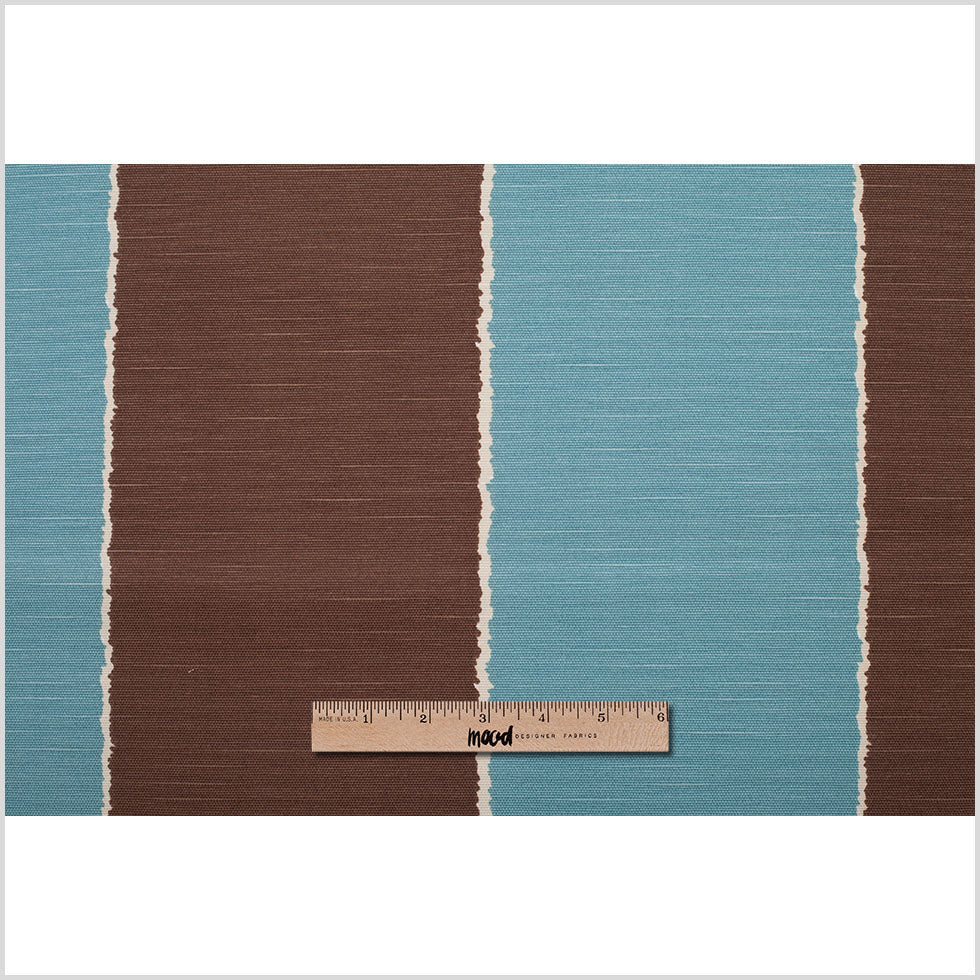 Spanish Blue/Brown Striped Poly-Cotton Woven