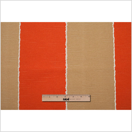 Spanish Orange/Brown Striped Poly-Cotton Woven