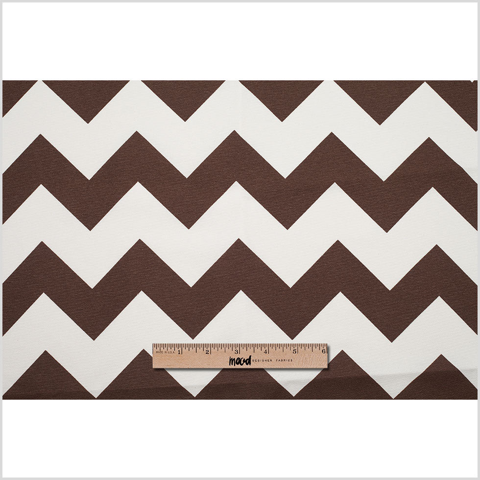 Spanish Espresso/White Geometric Poly-Cotton Woven